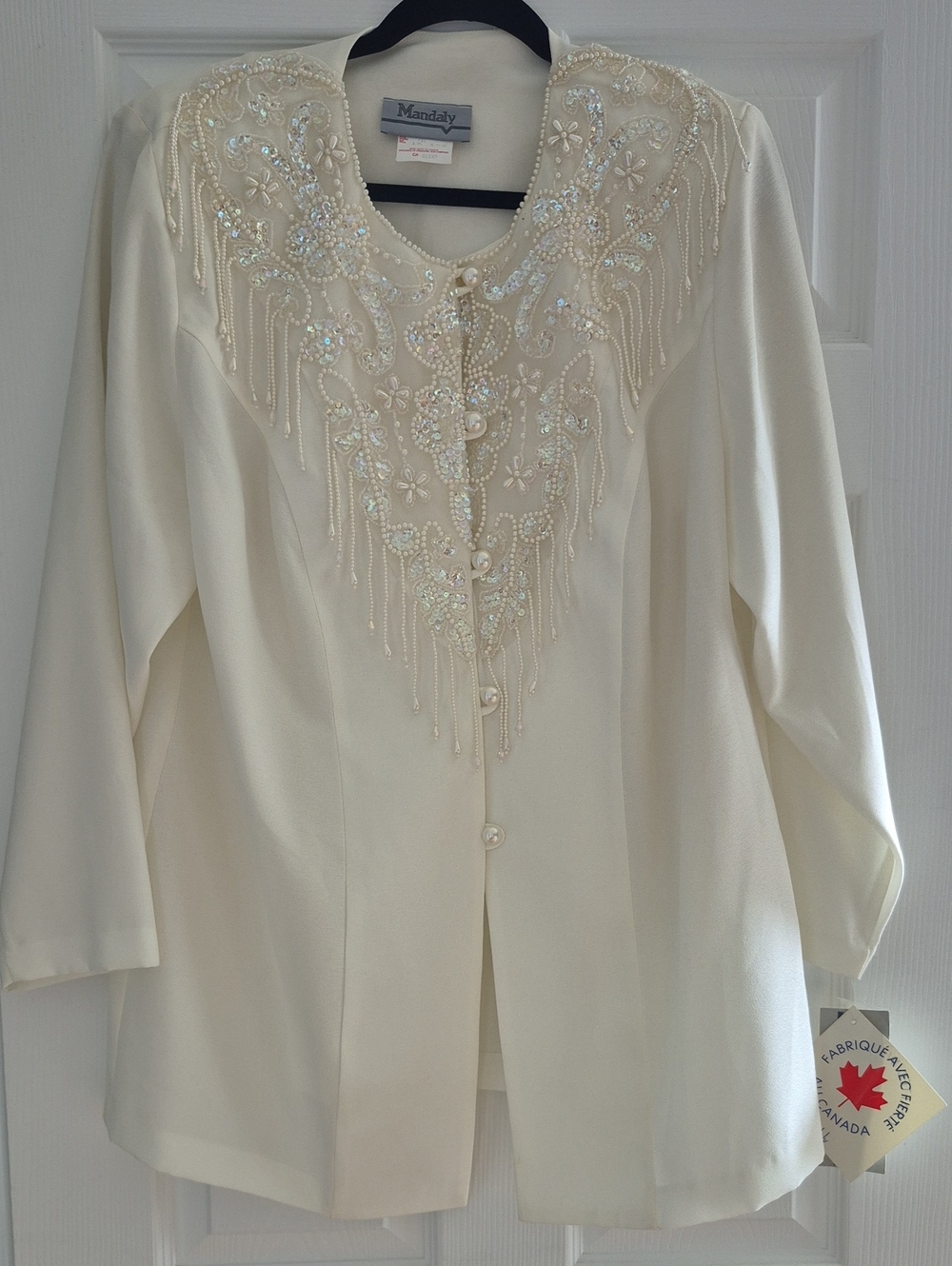 Mandaly Cream Embellished Women's Blazer
